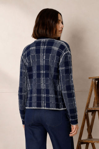 Wool Cashmere Plaid Collar Cardigan