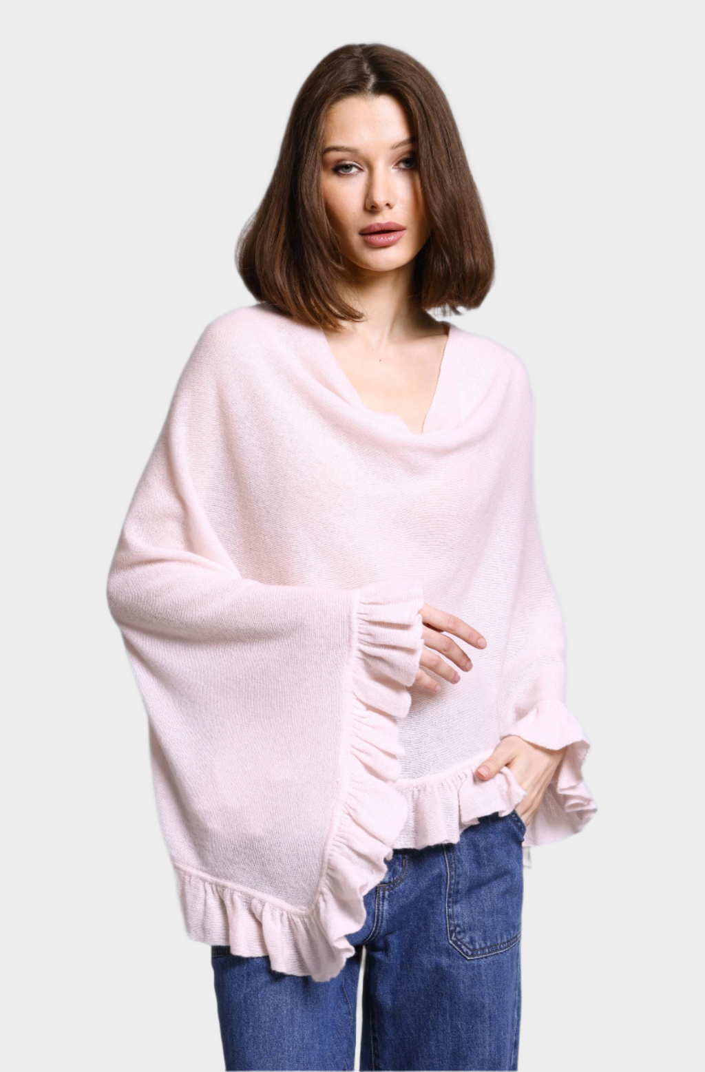 CASHMERE RUFFLE RUANA – Minnie Rose
