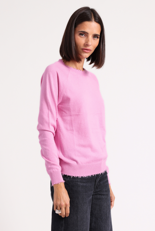 Cotton Cashmere Frayed Edge Crew