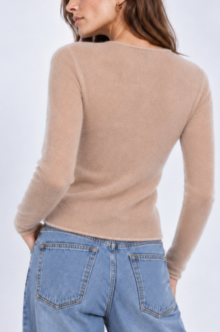 Sheer Luxury Cashmere Cardigan with Rolled Trims
