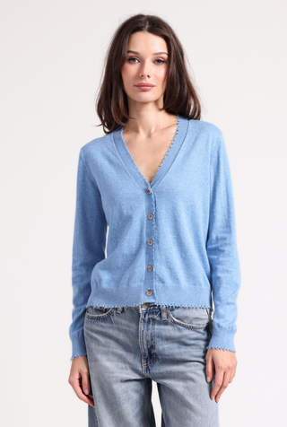 Cotton Cashmere Frayed Cardi