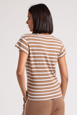 Supima Cotton Cashmere Striped Cap Slv Crew