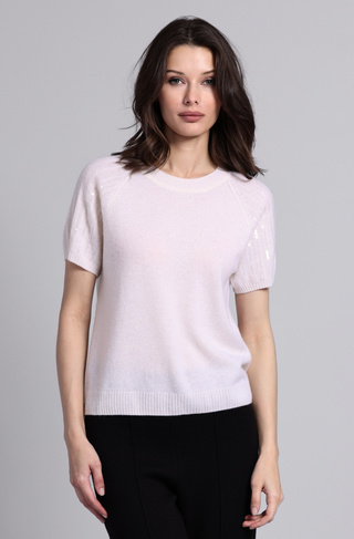 Cashmere Raglan Crew with Sequined Sleeves