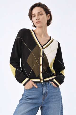 Argyle Cardigan in Cotton Cashmere