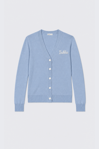 Cotton Cashmere "Bubbie" Embroidery V Neck Cardigan