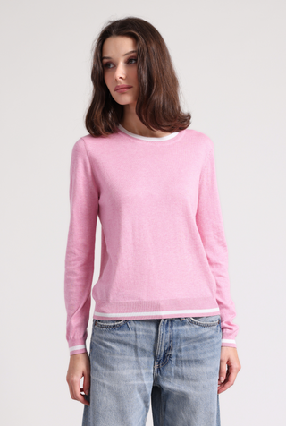 Supima Cotton Cashmere LS Crew with Tipping