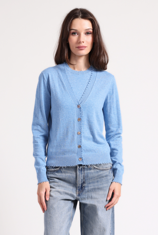 Cotton Cashmere Frayed Cardi