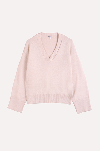 Luxe Cotton Blend Boxy V Neck