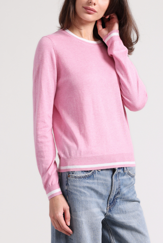 Supima Cotton Cashmere LS Crew with Tipping