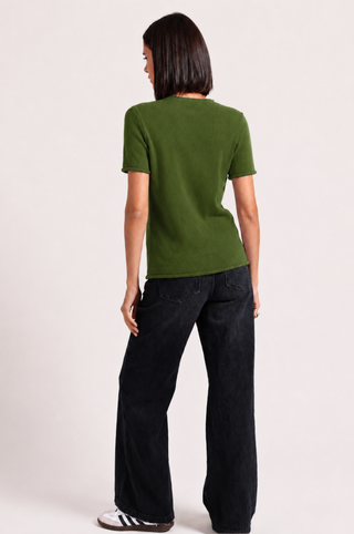 Sheer Luxury Cashmere Short Sleeve Tee with Rolled Trims