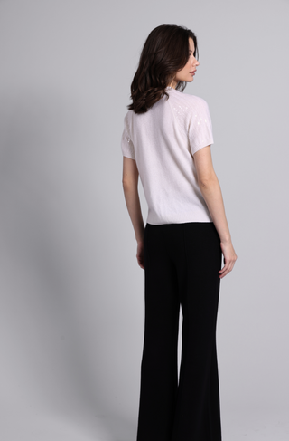 Cashmere Raglan Crew with Sequined Sleeves