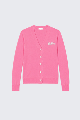 Cotton Cashmere "Bubbie" Embroidery V Neck Cardigan
