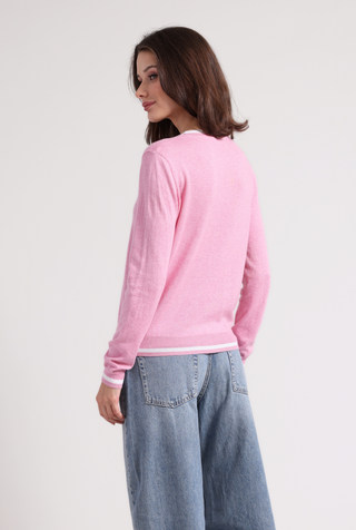 Supima Cotton Cashmere LS Crew with Tipping