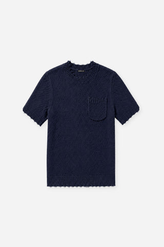 Frayed Crew Neck Tee with Pocket