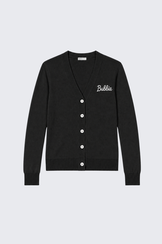 Cotton Cashmere "Bubbie" Embroidery V Neck Cardigan