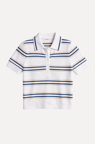 Viscose Short Sleeve Striped Polo With Tipping