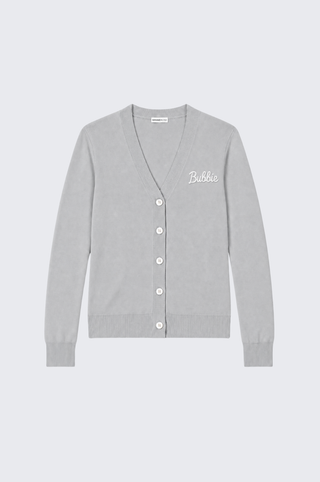 Cotton Cashmere "Bubbie" Embroidery V Neck Cardigan