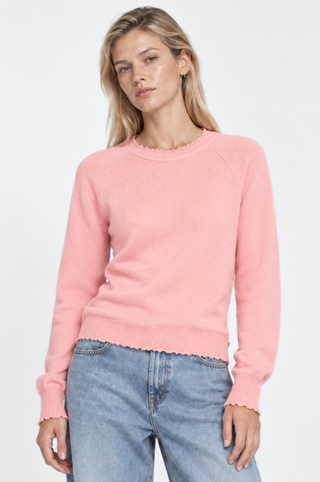Cotton Cashmere Frayed Edge Crew