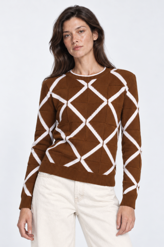 Cotton Cashmere Novelty Basketweave Crew