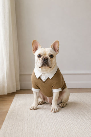 Cotton Cashmere Layered Polo Dog Sweater