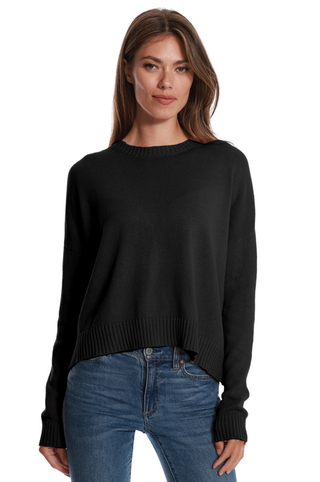 Cotton Cashmere Boxy Crew Neck Top