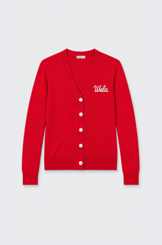 Cotton Cashmere "Wela" Embroidery V Neck Cardigan
