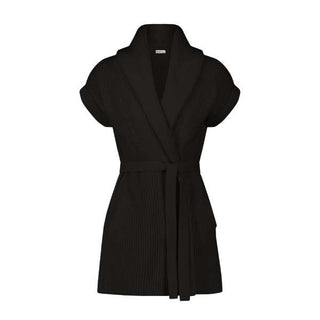 Cotton Cashmere Shaker Shawl Collar Belted Cardigan