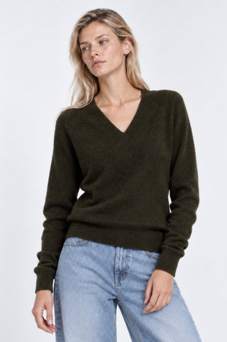 Cashmere Long Sleeve Shrunken V Neck