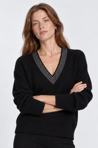 Cashmere Embellished V Neck