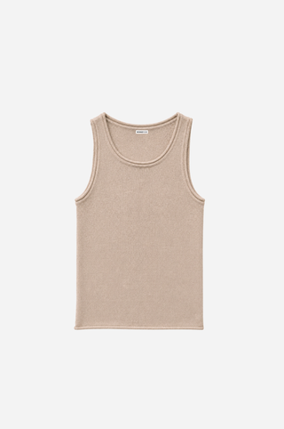 Sheer Luxury Cashmere Crew Neck Tank with Rolled Edges