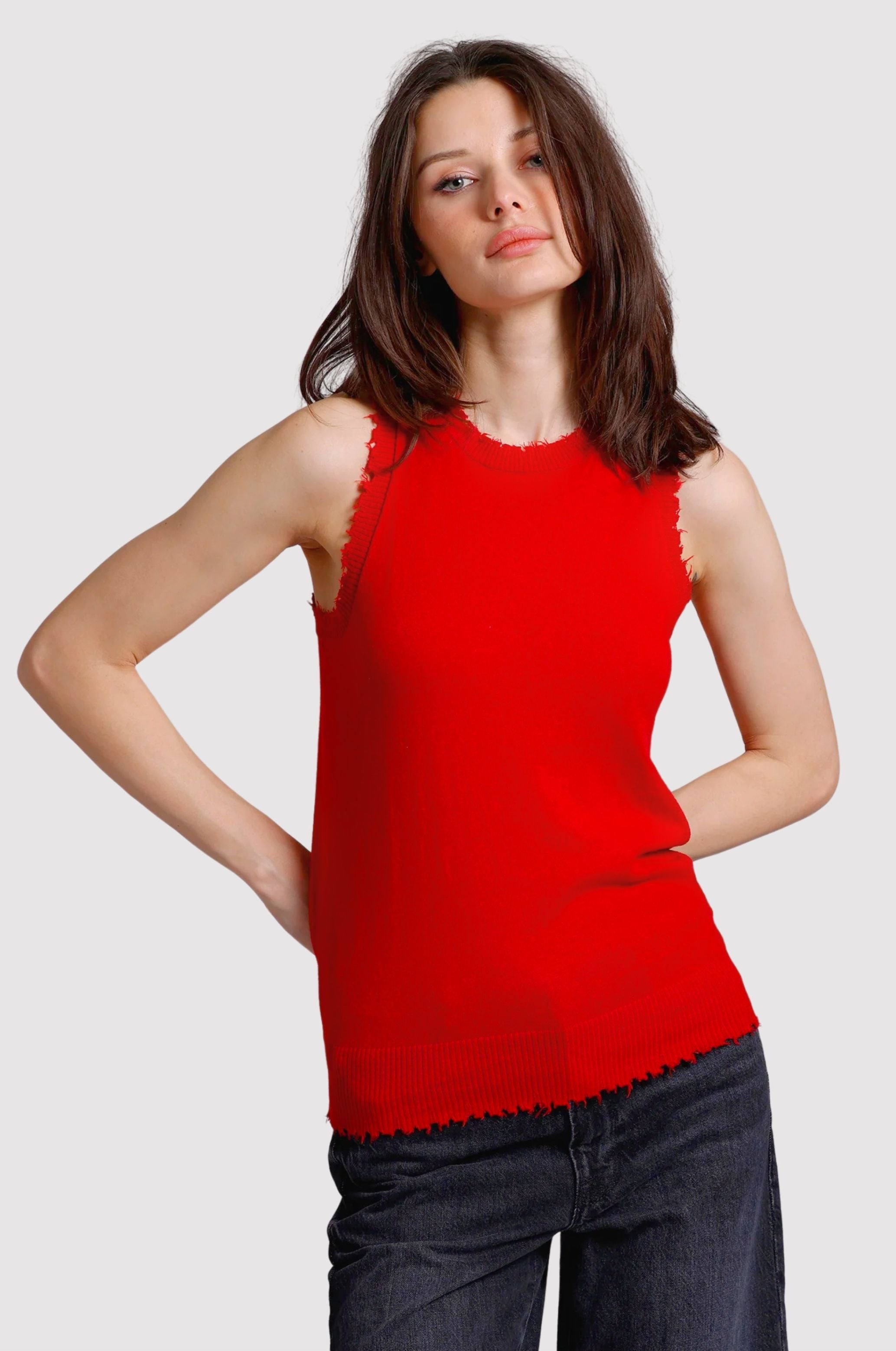 Cotton Cashmere Frayed Tank
