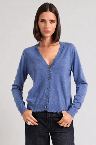 Cotton Cashmere Frayed Cardigan
