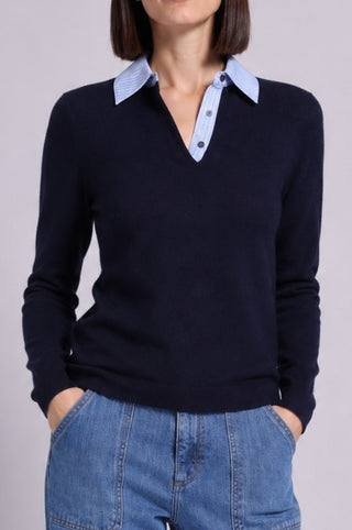 Woven Pinstripe Collar Shirt