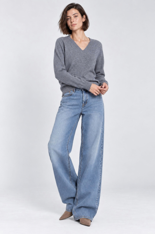 Cashmere Long Sleeve Shrunken V Neck