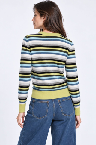 Cashmere Long Sleeve Striped Crew Neck