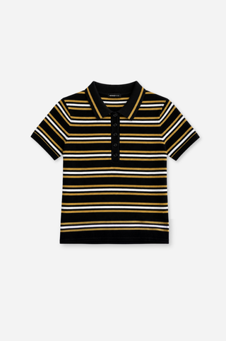 Short Sleeve Striped Polo with Tipping