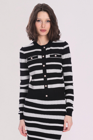 Viscose Lace Stripe Cardigan