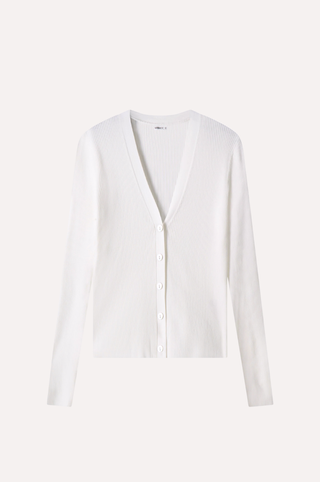 Viscose Ribbed V Neck Button Cardigan