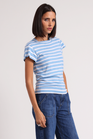 Supima Cotton Cashmere Striped Cap Slv Crew