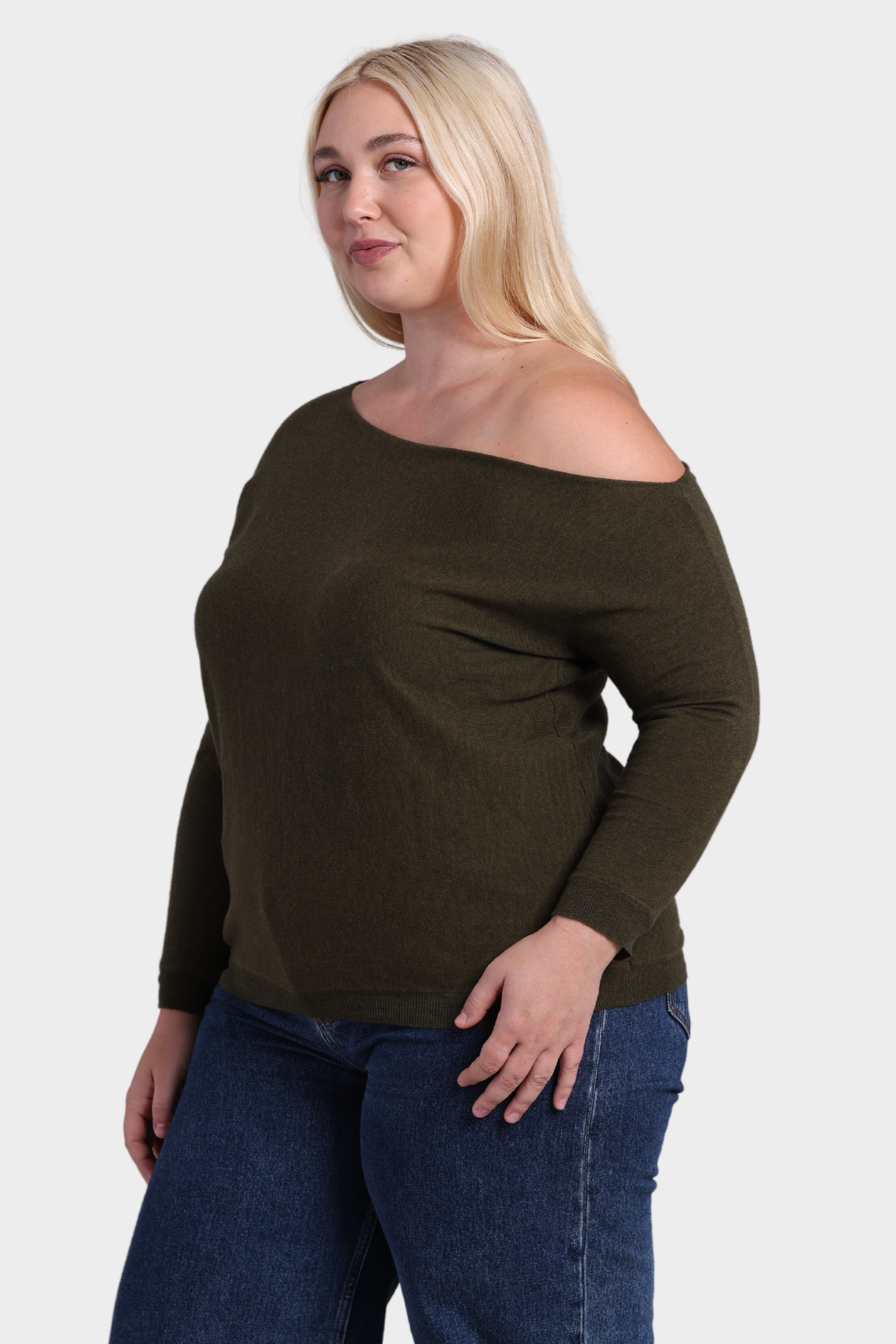 Plus Cotton Cashmere Off The Shoulder Top