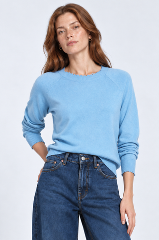 Cotton Cashmere Frayed Edge Crew