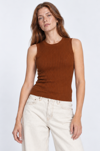 Viscose Ribbed Pointelle Tank Top