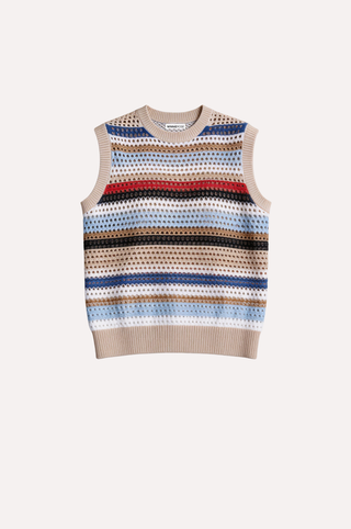 Cotton Cashmere Mesh Stripe Tank