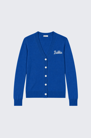 Cotton Cashmere "Bubbie" Embroidery V Neck Cardigan