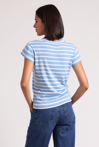 Supima Cotton Cashmere Striped Cap Slv Crew