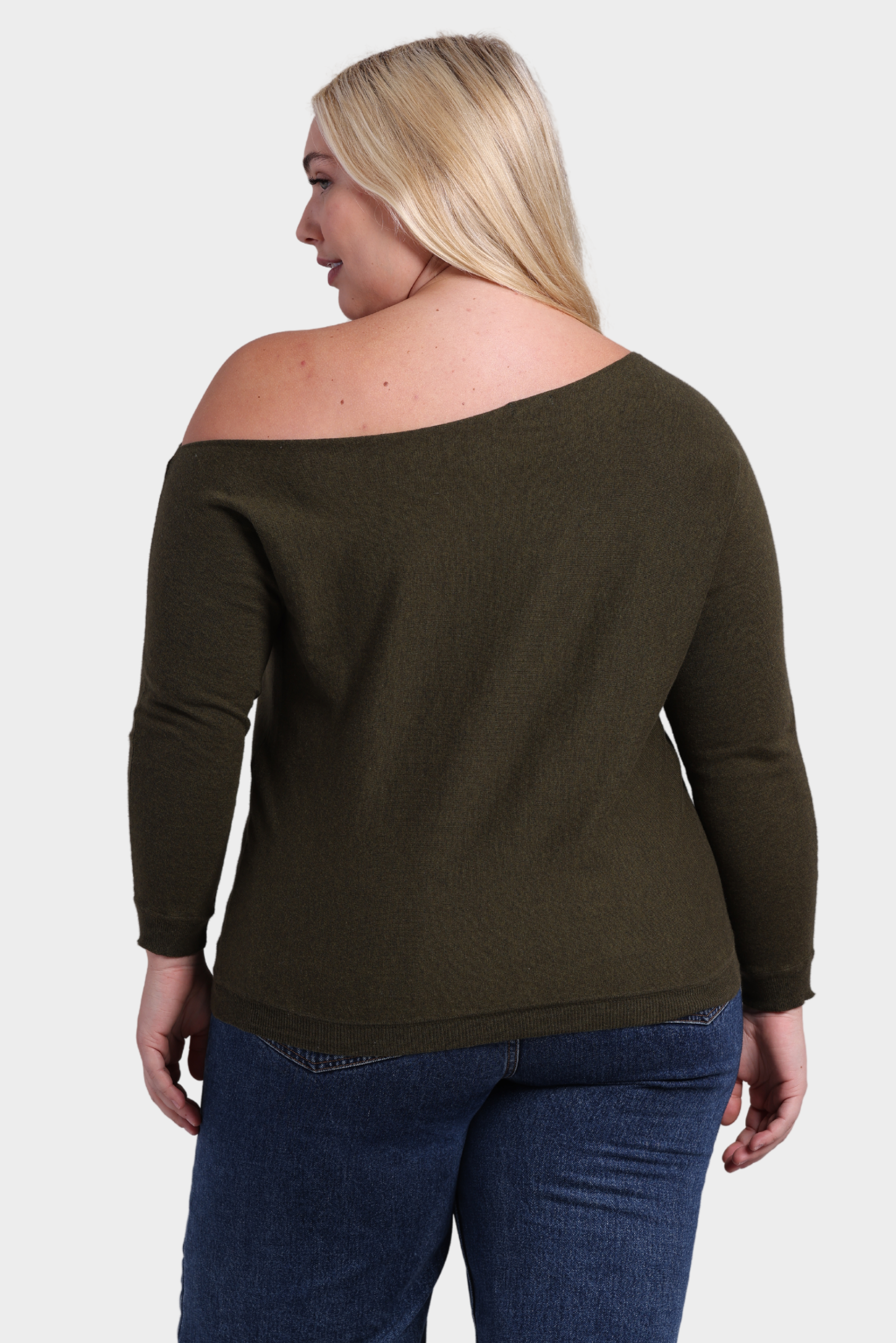 Plus Cotton Cashmere Off The Shoulder Top
