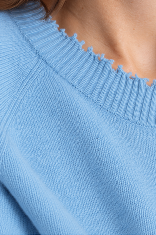 Cotton Cashmere Frayed Edge Crew