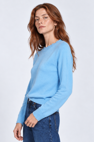 Cotton Cashmere Frayed Edge Crew