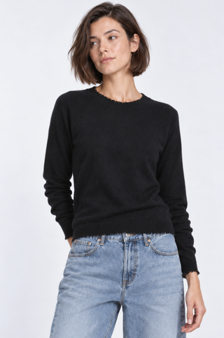 Cotton Cashmere Frayed Edge Crew