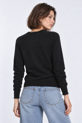 Cotton Cashmere Frayed Edge Crew